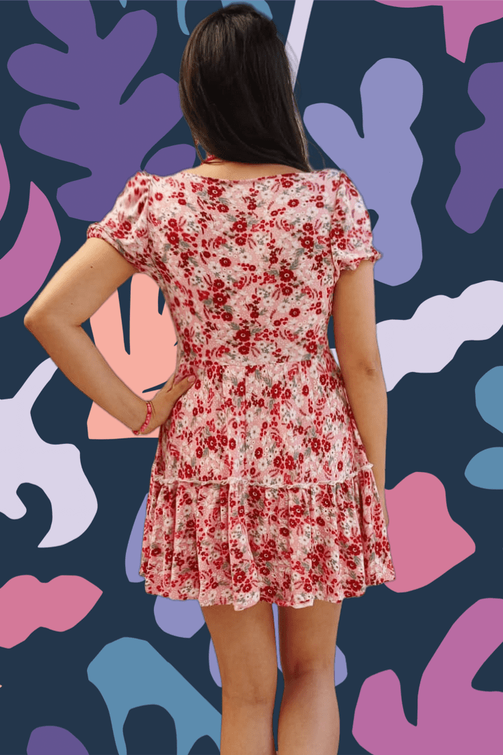 Vestido Rosado Casual con Estampado Floral